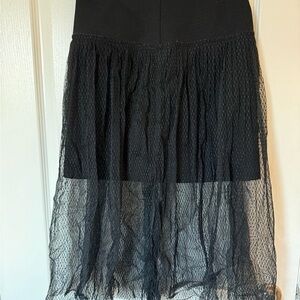 Elegant Black Mesh Overlay Skirt